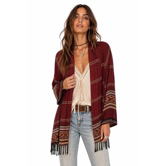 Soft Surroundings Sweaters - Soft Surroundings Womens Duster Cardigan Size S Long Sleeve Aztec Clay Red Boho